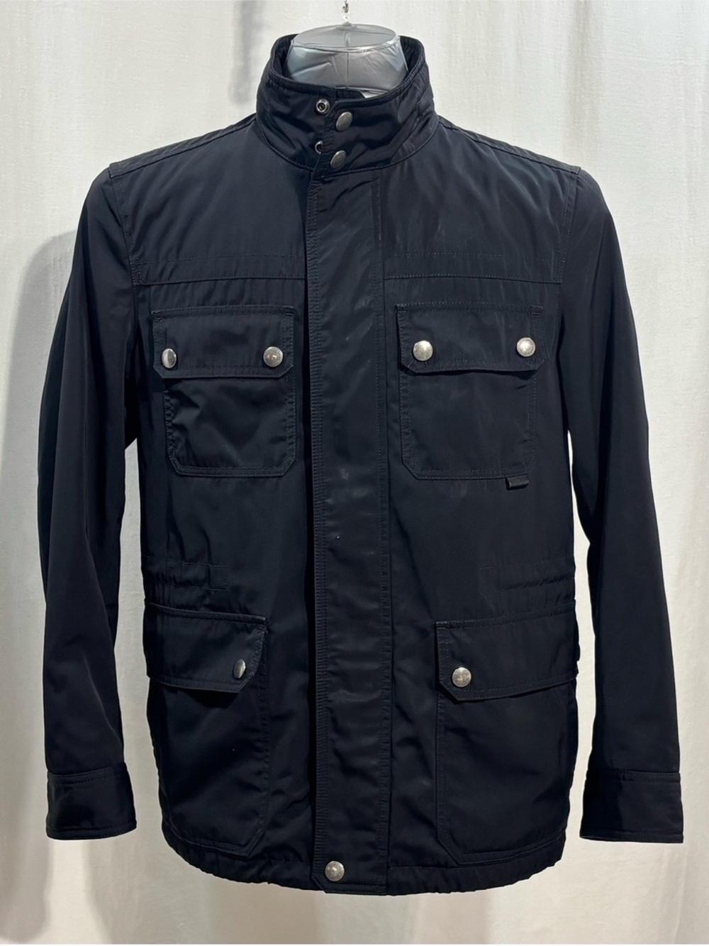 Coach Men's Black Military Utility Field Jacket with Snap-Flap Pockets Medium